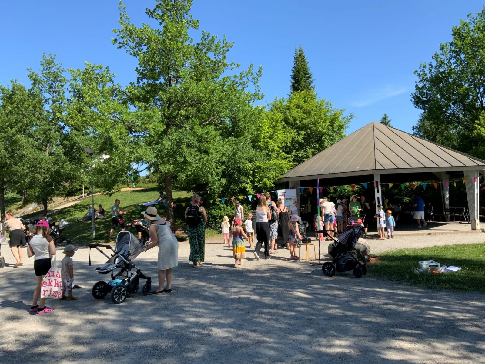 Kuva puistoruokailusta.